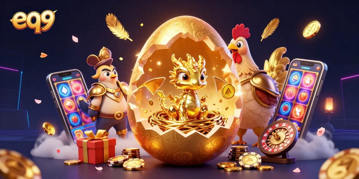 Experience thrilling gameplay at eq9 with a dazzling baby dragon, poker chips, and explosive slot game graphics.