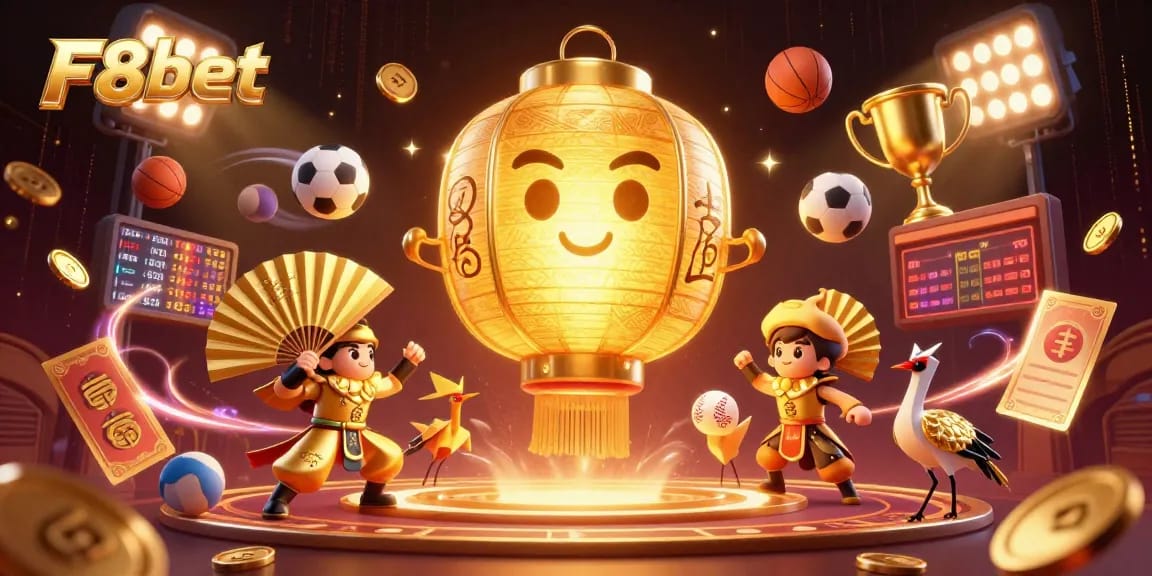 Experience thrilling gaming action on F8bet with golden lantern spirit and vibrant sports elements.