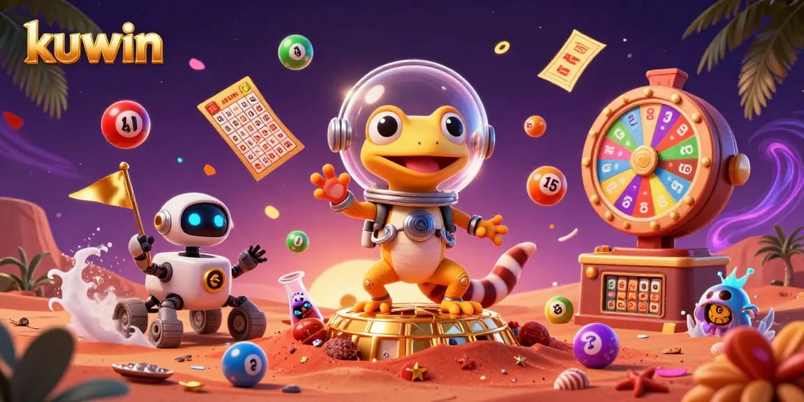 Join the Martian gecko as it discovers kuwin's golden casino with vibrant game elements.