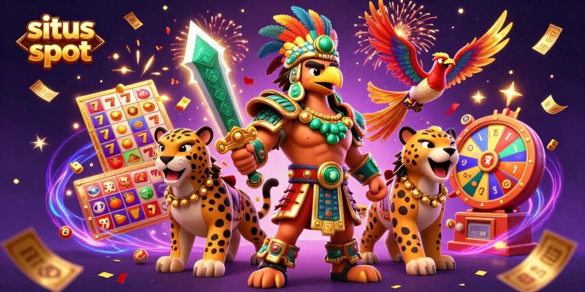 Experience the excitement of situs slot with vibrant characters, slot reels, and thrilling game elements.