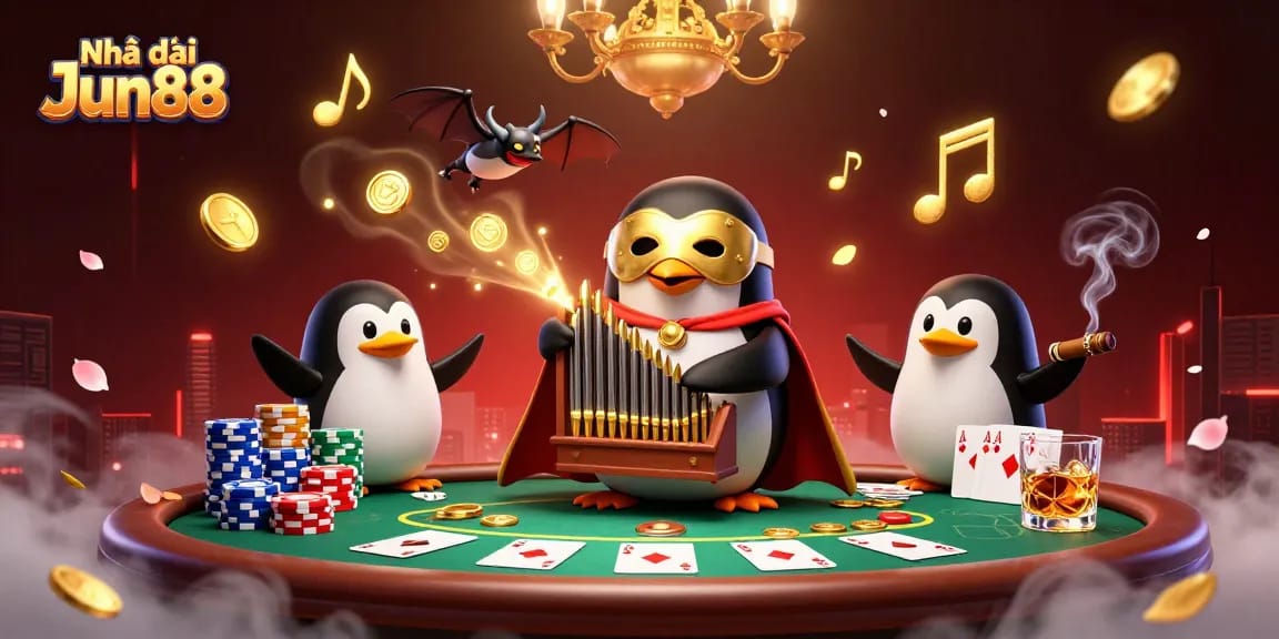 Experience thrill at Nhà cái Jun88 with a vibrant 3D casino scene depicting epic winning moments.