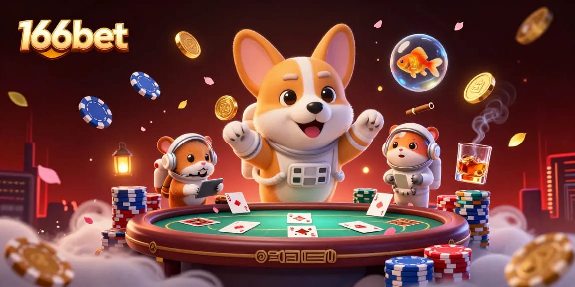 Engage with vibrant casino action at 166bet featuring an astronaut corgi in space.