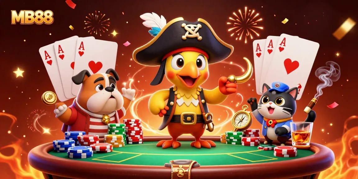 Experience thrilling poker action with MB88 as colorful characters bring the game to life.