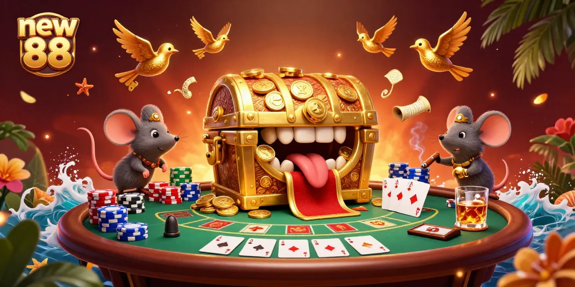 Experience the thrill of new 88 with adventurous mice around a golden treasure chest.