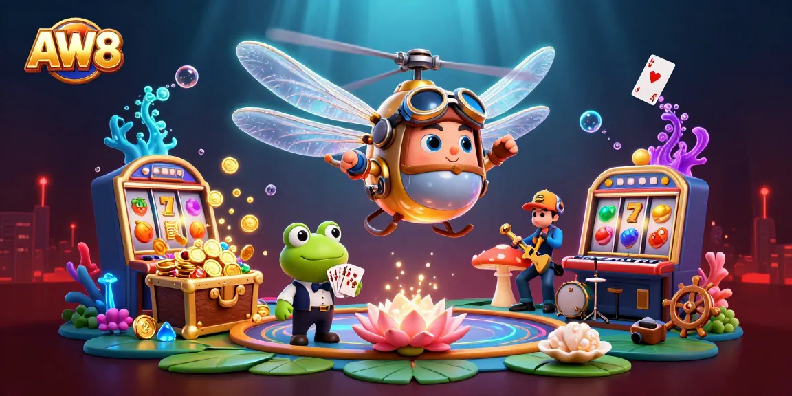 Engage with AW8's thrilling casino adventure featuring vibrant characters and exciting game elements.