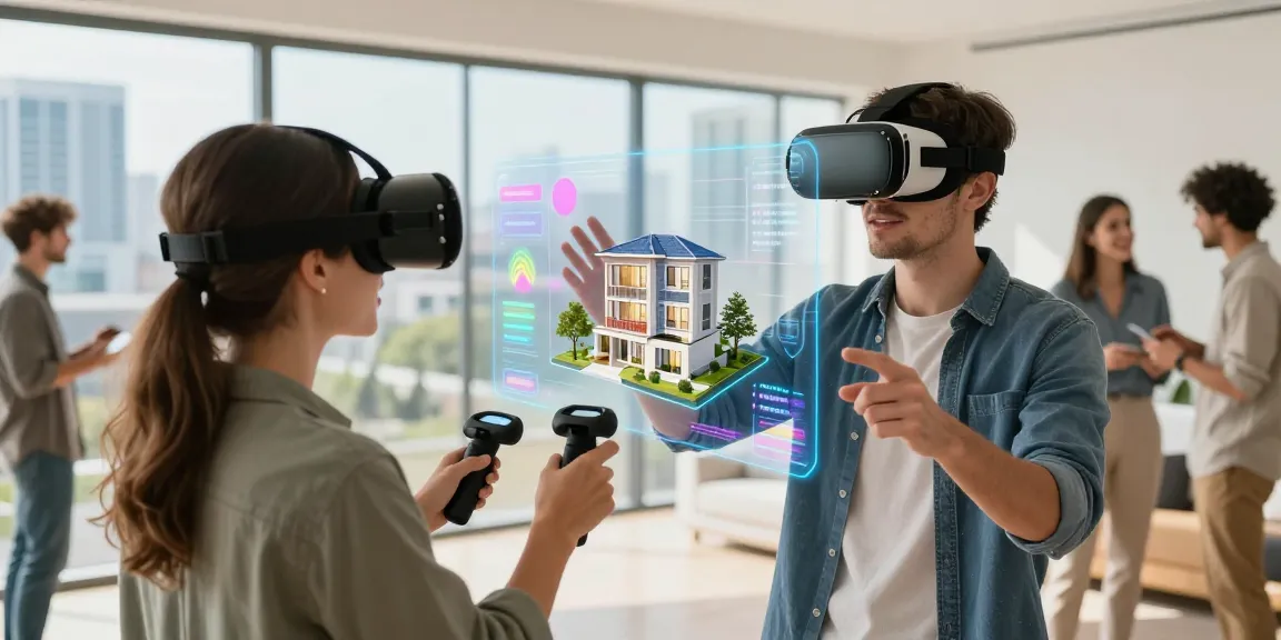 ROKOK88 user exploring virtual properties in a futuristic real estate environment.