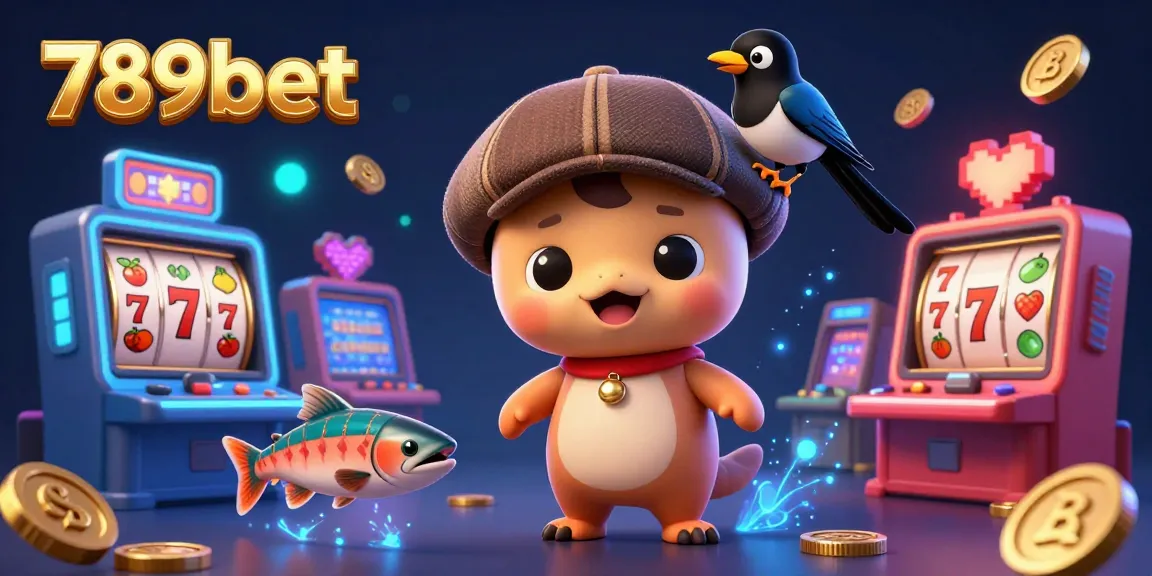 Experience thrilling gaming action with 789bet, featuring a cute baby Nessie, gold-obsessed magpie, and colorful casino elements.