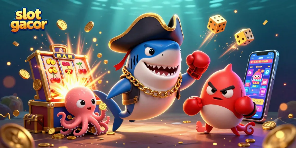 Permainan slot gacor yang menawarkan pengalaman seru, dengan karakter lucu dan mesin slot jackpot penuh koin.