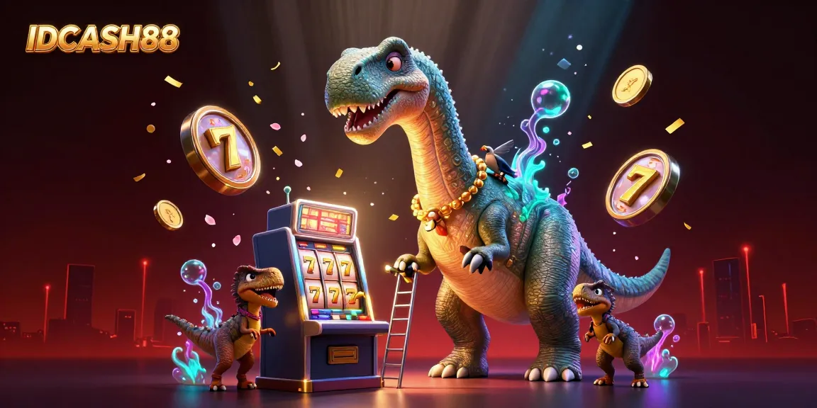 Experience the thrilling world of IDCASH88 with animated slot reels and vibrant characters in this digital casino illustration.