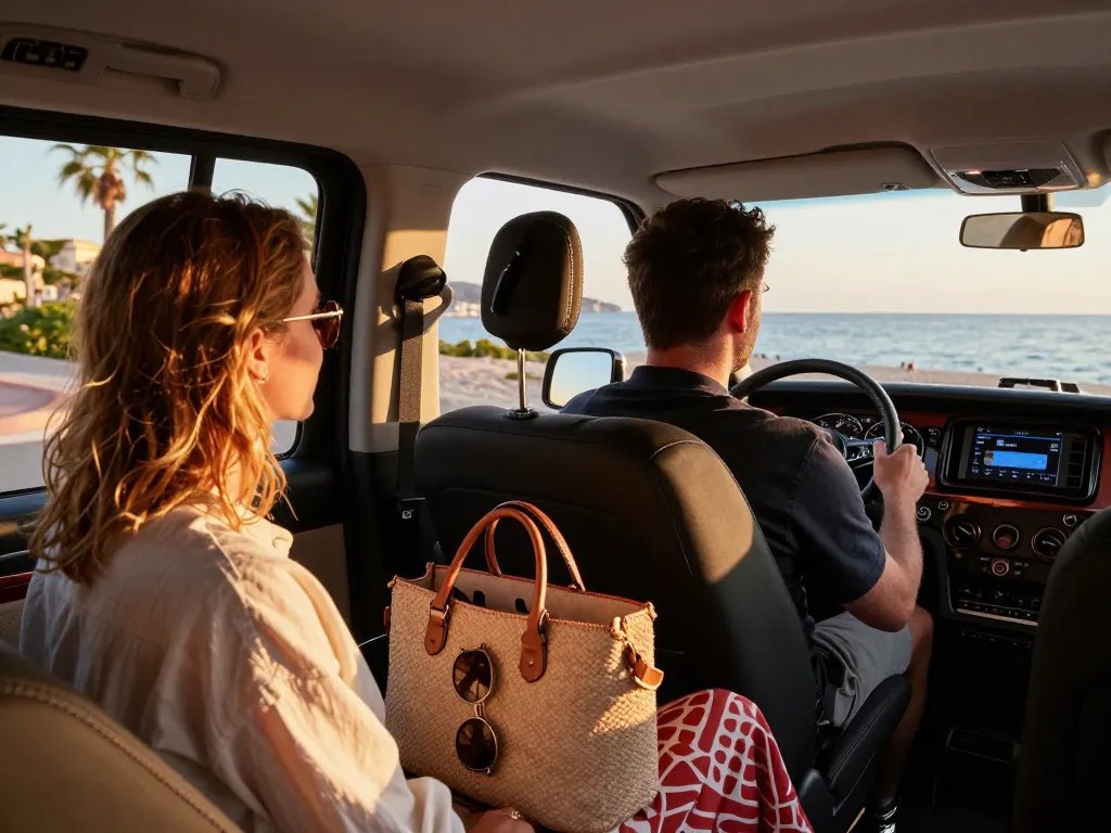 Trajet en taxi de luxe confortable à Saint-Tropez, montrant une expérience de voyage haut de gamme pour les utilisateurs de taxi Saint-Tropez.
