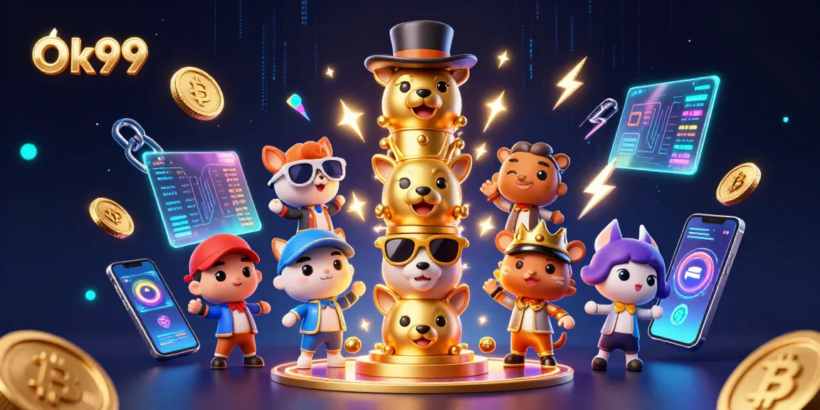 Engage in thrilling games at Ok99, featuring a vibrant totem and cryptocurrency elements.
