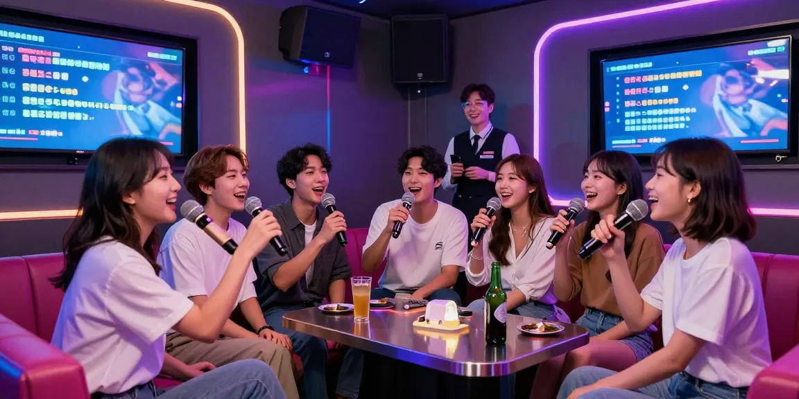 인천쓰리노에서 즐거운 노래와 음료를 즐기는 젊은 친구들 모습