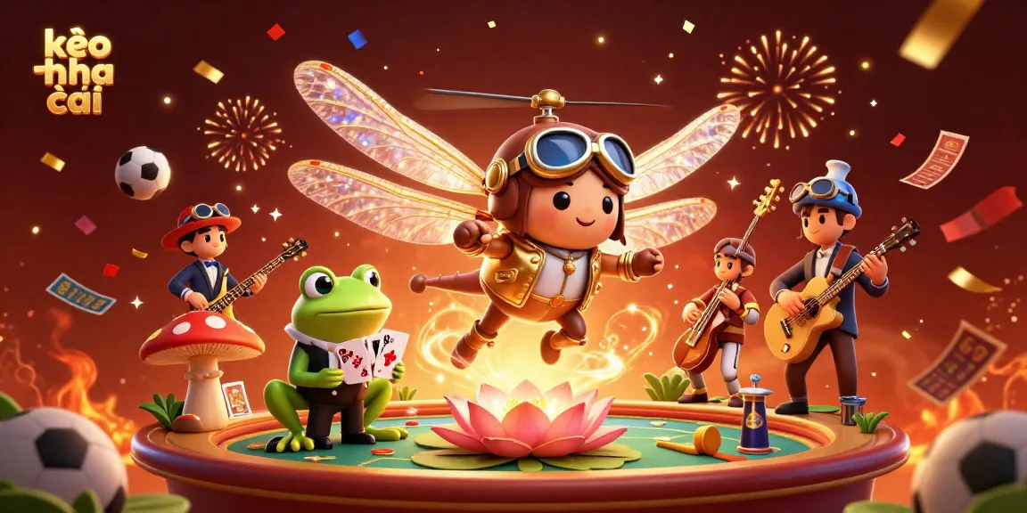 Experience vibrant sports betting with kèo nhà cái imagery, featuring dynamic characters and casino elements.
