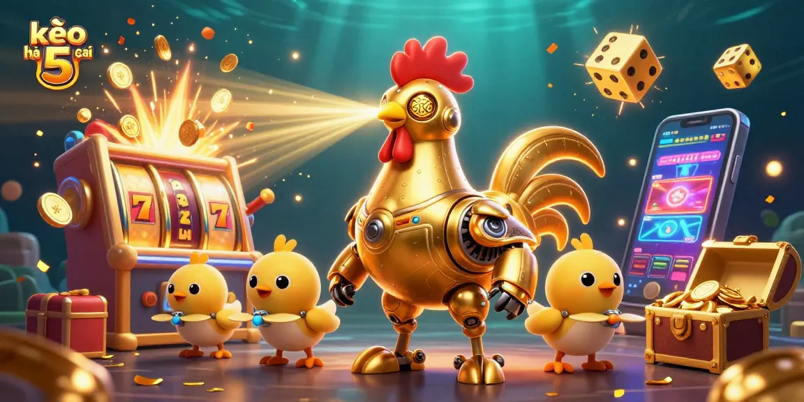 Experience the thrills with kèo nhà cái 5 slot jackpot and vibrant 3D illustrations in this dynamic casino scene.