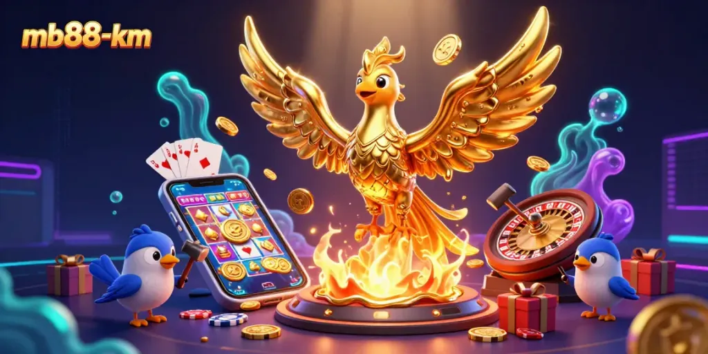 Experience thrilling gameplay with mb88-km's molten metal phoenix, dynamic slot games, and casino elements.