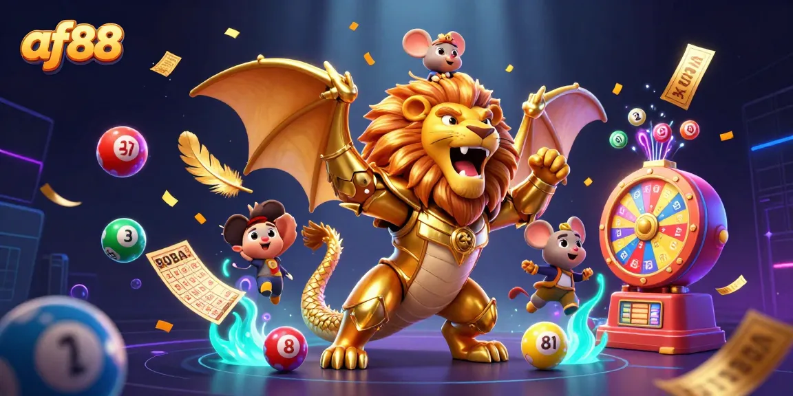 Experience the thrill of AF88, showcasing dynamic casino elements and excitement in a vibrant 3D scene.