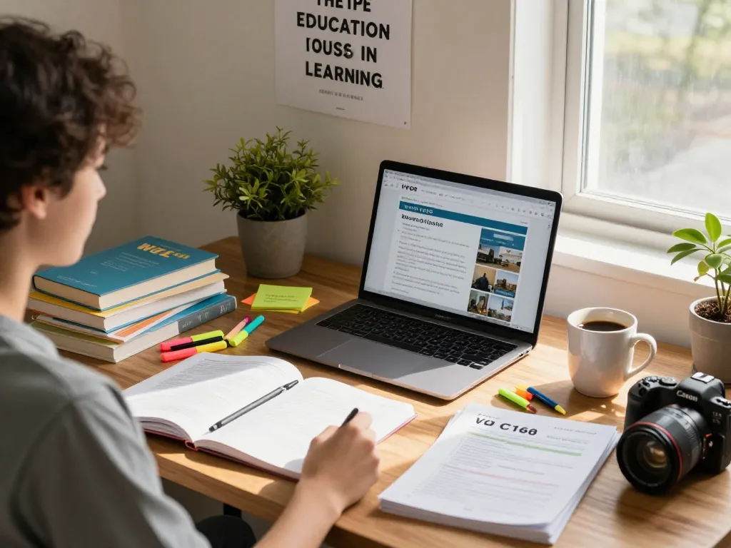 Student studying C168 course with textbooks, laptop, and study notes.
