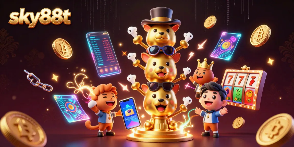 Experience excitement with sky88t's animated casino scene featuring varied gaming elements and vibrant effects.