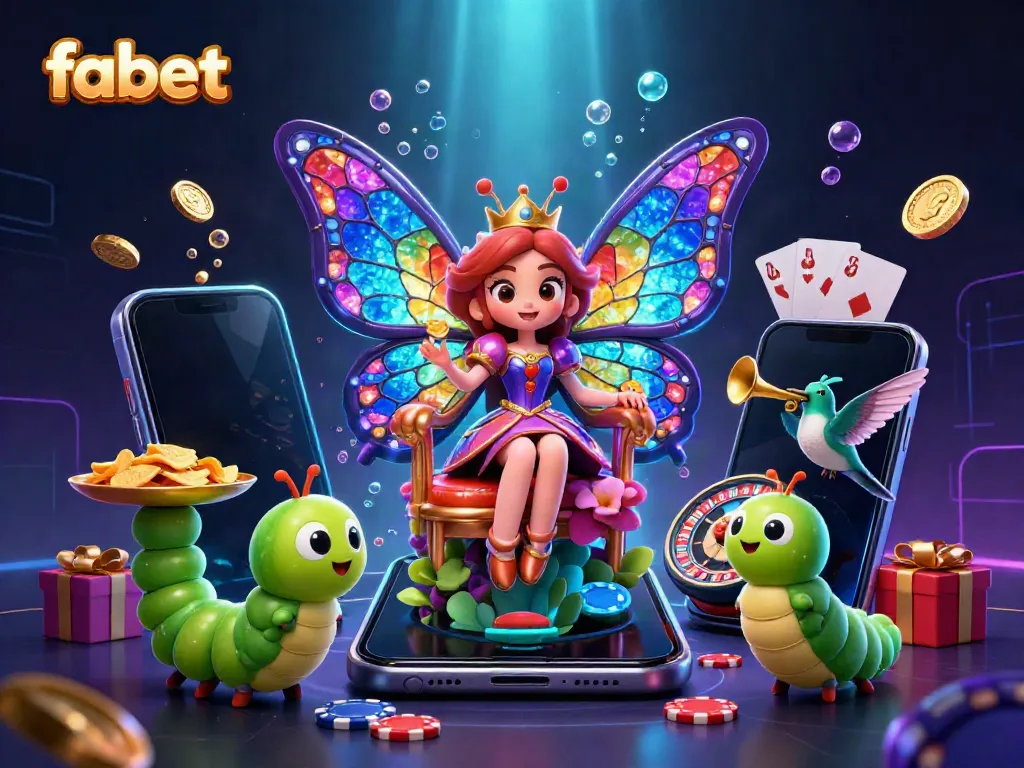 Experience the vibrant world of fabet with a lively 3D casino scene, filled with colorful characters and winning elements.