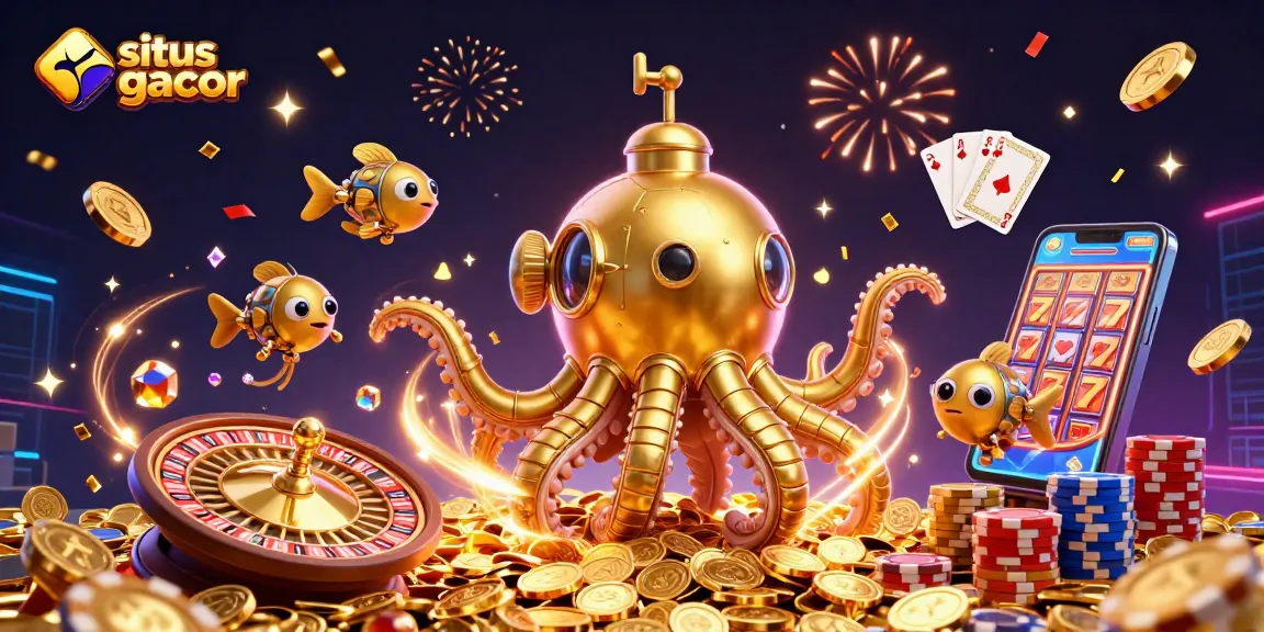 Experience the excitement of situs slot gacor with dynamic characters, gold coins, and vibrant casino elements.