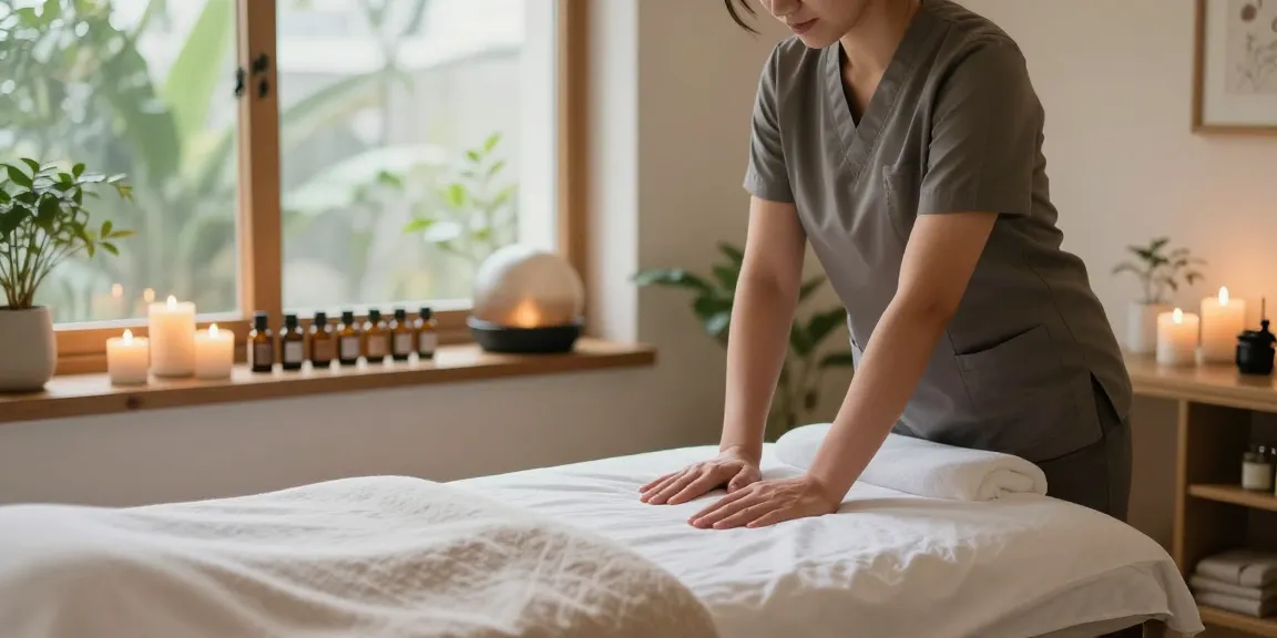 Relaxation in 영등포출장안마 massage therapy studio with serene lighting and calming ambiance.