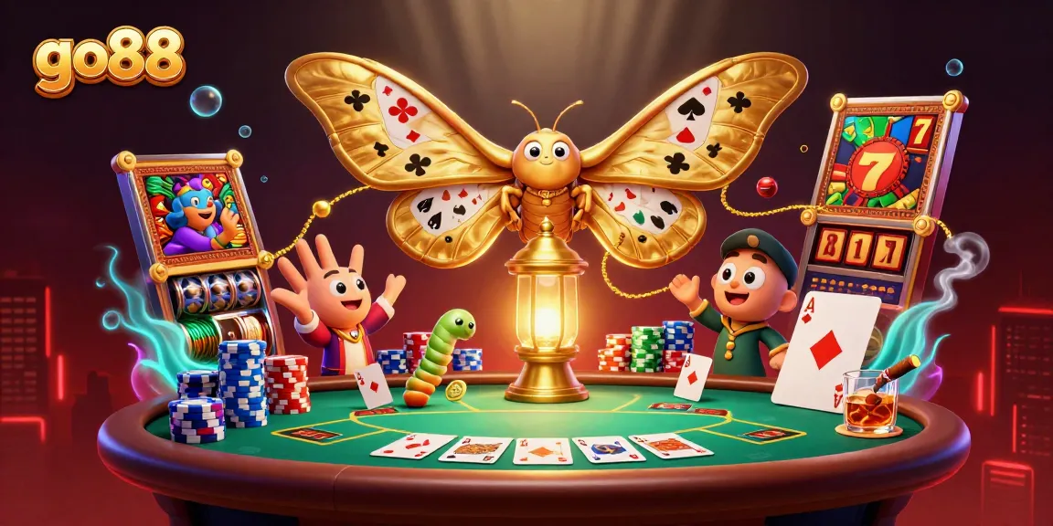 Experience thrilling gameplay with go88's golden-themed casino illustration featuring vibrant characters.