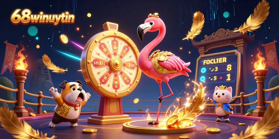 Engaging scene of 68winuytin digitally showcasing a 3D casino game show with vivid elements.