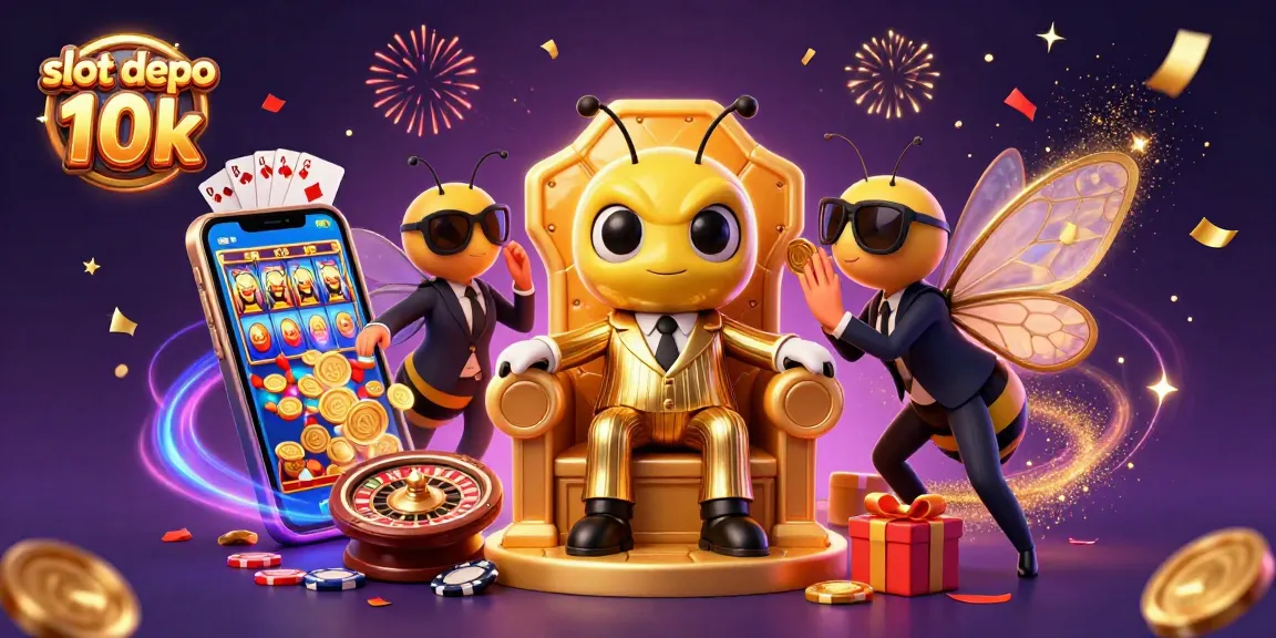 Spin the reels at slot depo 10k with exciting bonus games and jackpots in this immersive illustration.