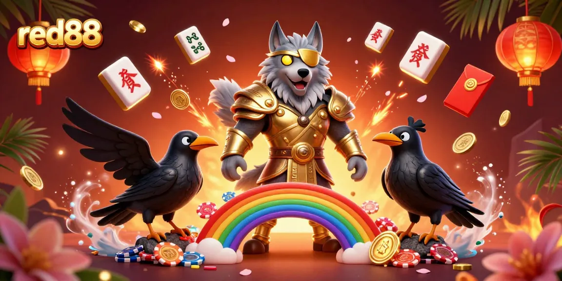 Experience thrilling gameplay with red88's vibrant Norse-inspired casino scene illustration.
