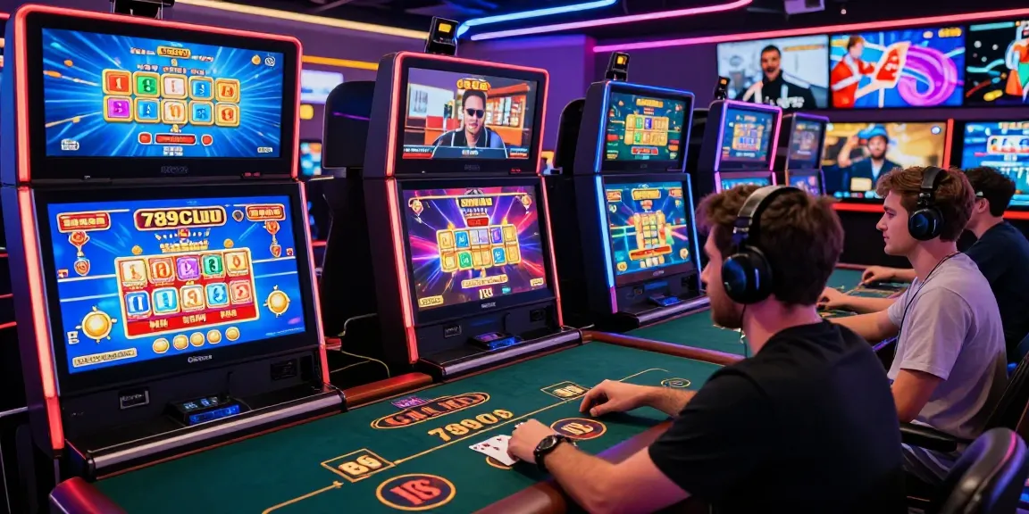 Engaging online gaming scene at 789Club showcasing neon lights, players enjoying poker, and dynamic animations.