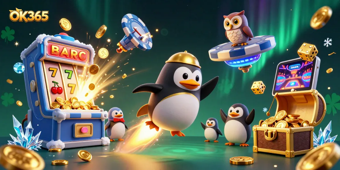 Spin to win at OK365 with a vibrant casino-themed digital illustration showcasing exciting gameplay.