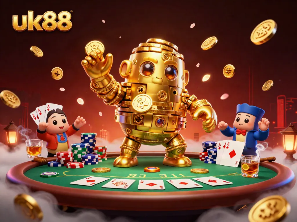 Engage in thrilling gaming at uk88 with a vibrant 3D casino illustration showcasing excitement and rich visuals.