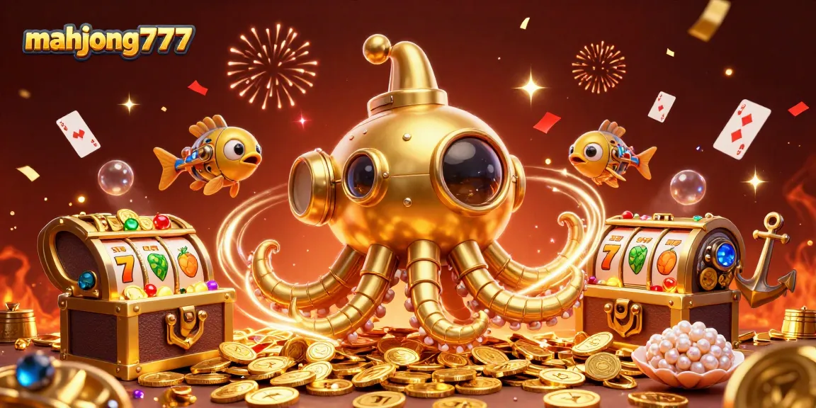 Experience winning thrills with mahjong777 in this vibrant casino-themed ocean illustration.