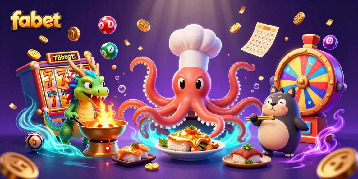 Experience thrilling wins at fabet's dynamic casino scene with a lively octopus chef.