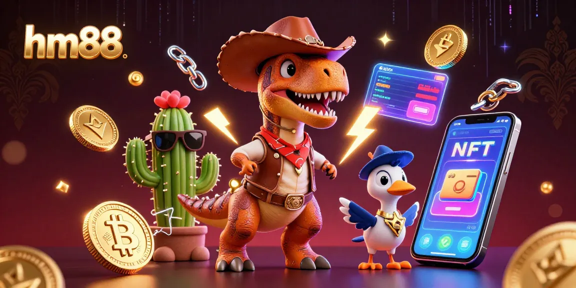 Spin the reels with hm88's thrilling casino adventures featuring dynamic characters and crypto elements.