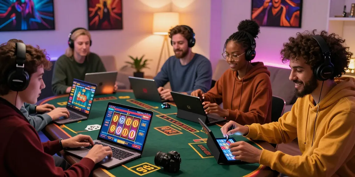 Engaged players at credit card casinos showcasing the excitement of online gaming at https://brcs.co.uk with stylish devices and vibrant atmosphere.