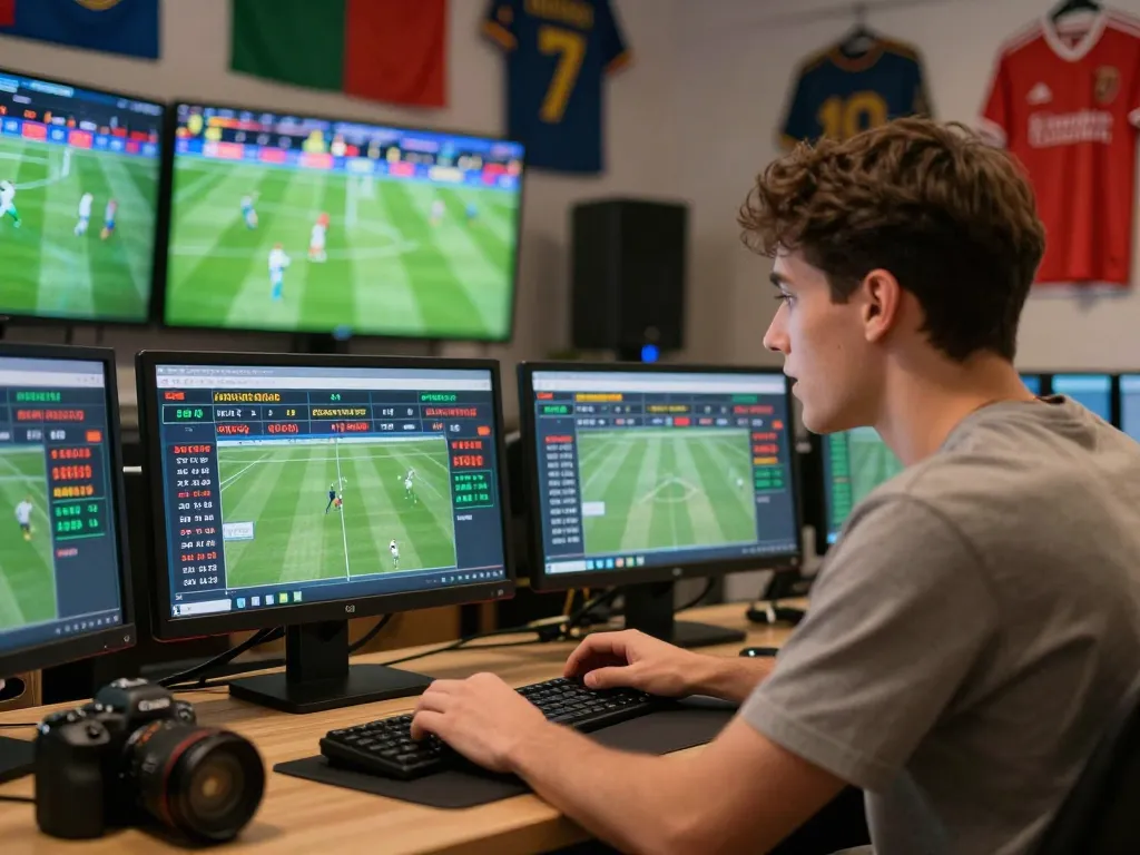 Engaged bettor analyzing Keonhacai live betting odds in a vibrant sports environment.