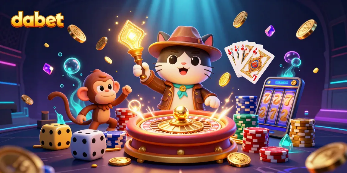 Dabet showcases an adventurous cat archaeologist finding golden artifacts in a dynamic casino scene.