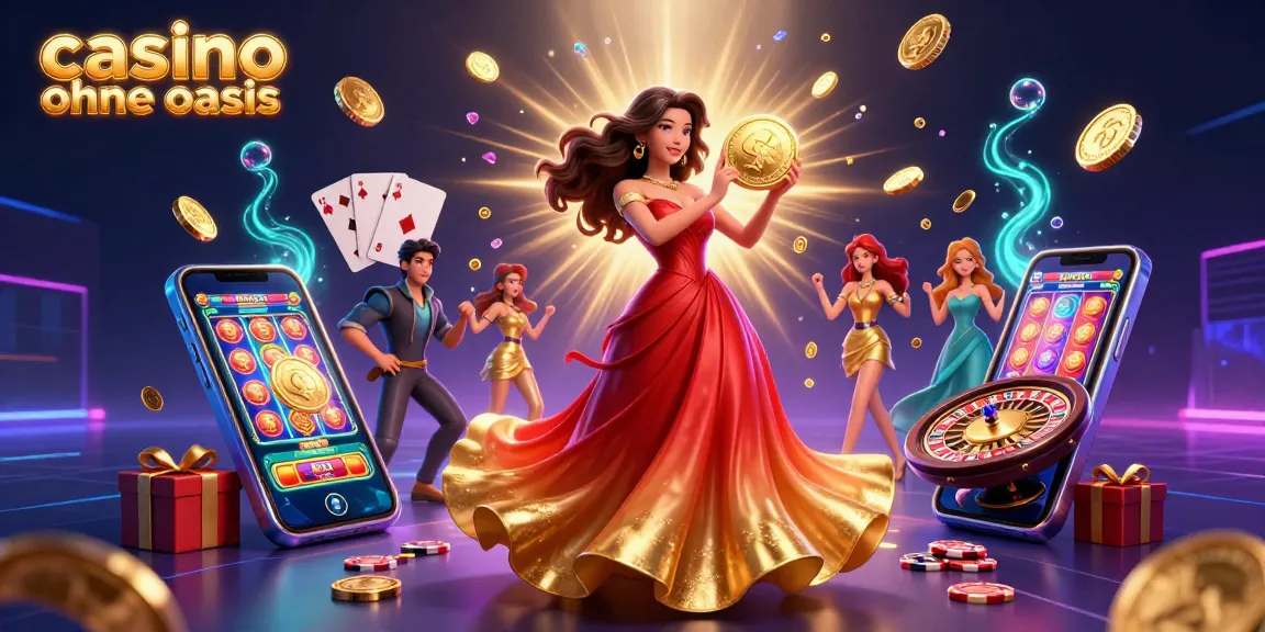 Experience thrilling gameplay at casino ohne oasis with vibrant slot machines and golden winning symbols!