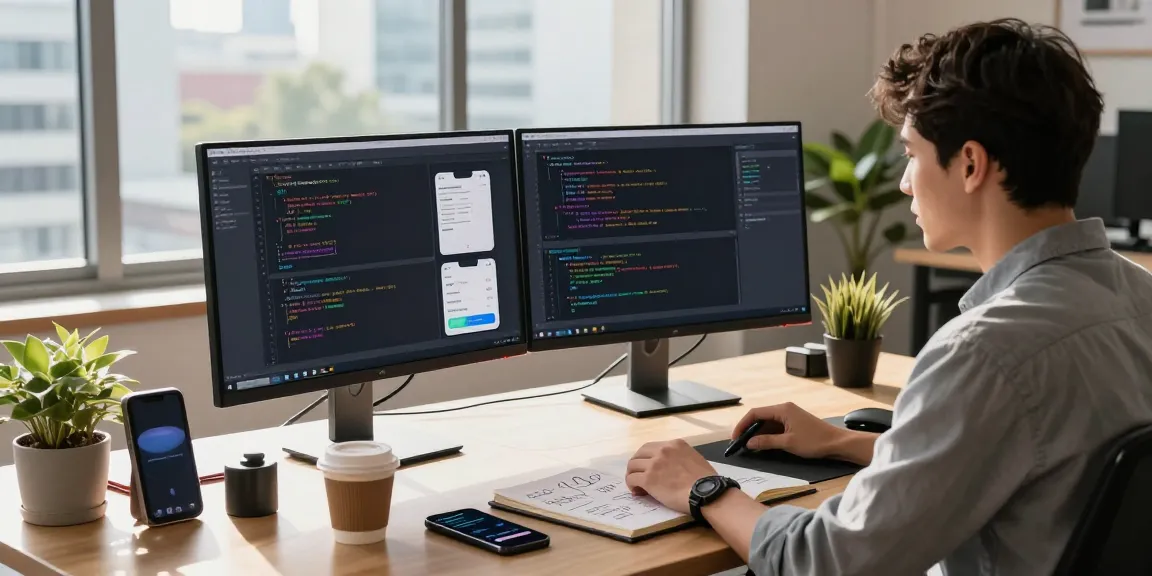 Young professional coding 纸飞机中文版 in a modern office, showcasing innovative tech.
