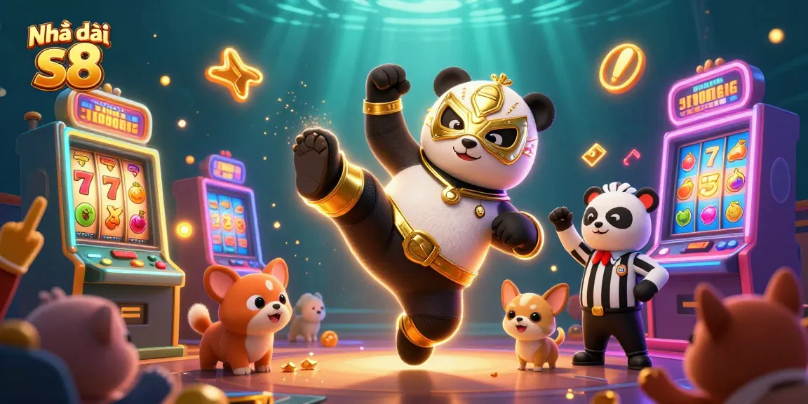 Engage in thrilling gaming with Nhà cái s8, a vibrant scene featuring an exciting slot machine adventure.