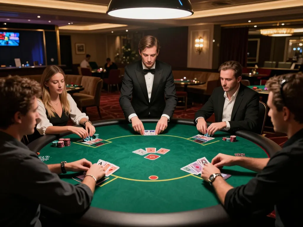 Casino MB66 poker night with players engaged in strategy and excitement at a premium table