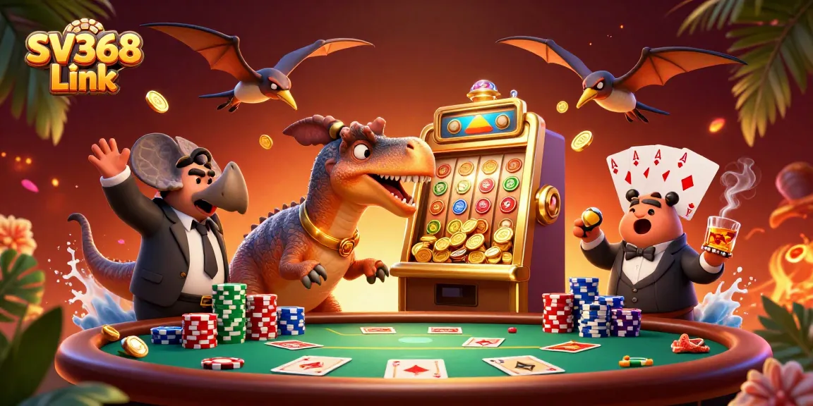 Experience excitement and winning thrills with SV368 Link in a vibrant casino scene filled with action.