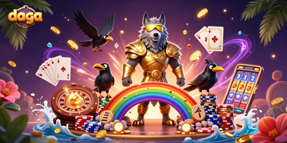 Experience high-stakes action at daga with Odin and ravens amidst casino elements.