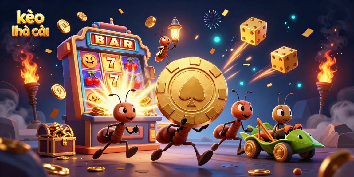 Engage with kèo nhà cái in a vibrant scene of ants hustling through a casino heist.
