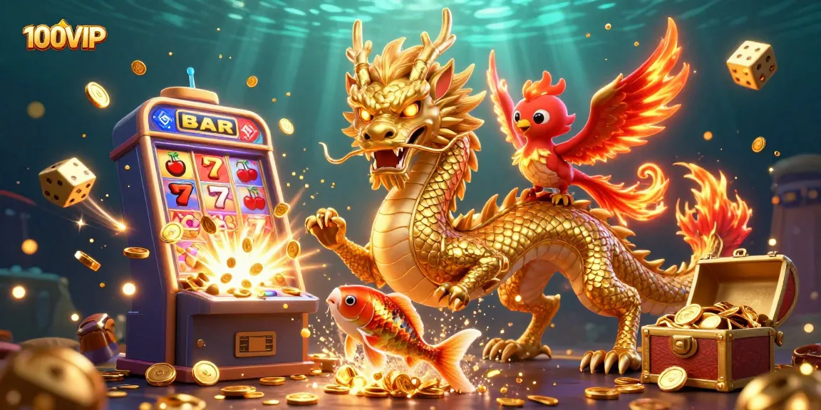 Engage with 100VIP and experience thrilling casino gaming with vibrant characters and dynamic elements.