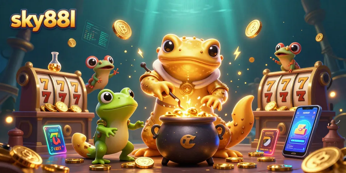 Engage with sky88l's vibrant casino thrill as gold coins surround wizards transmuting riches.