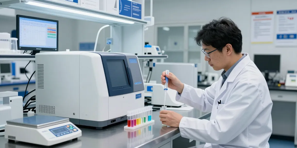 Scientist synthesizing peptides Canada with advanced lab equipment and quality assurance.