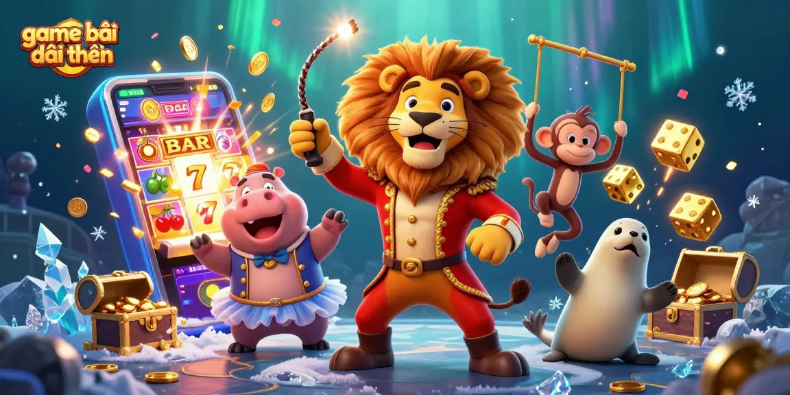 Experience the thrill of game bài đổi thưởng with vibrant characters and dynamic elements in an exciting casino scene.