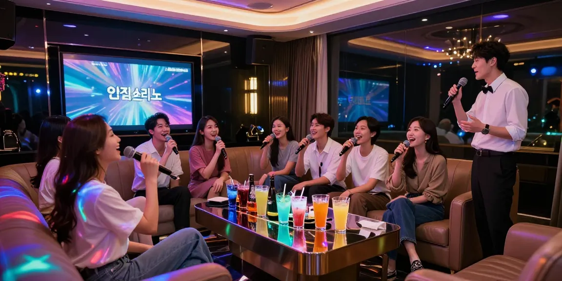 Vibrant karaoke lounge experience at 인천쓰리노 with guests enjoying drinks and singing in stylish private rooms.